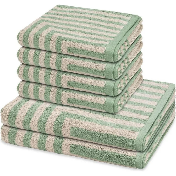 ROSS Handtuch Set Grafik, Frottee (Spar-Set, 6-St), 4 X Handtuch 2 X Duschtuch im Set - Baumwolle - Saugstark