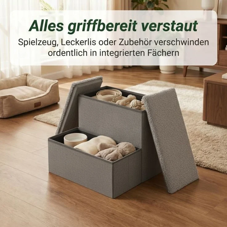 Relaxdays Faltbare Hundetreppe mit Stauraum – Bild 5