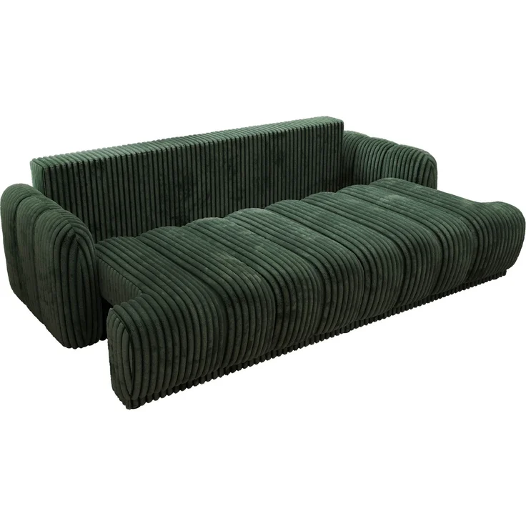 Schlafsofa ACCORDO 3-Sitzer mit Schlaffunktion, DL-Mechanismus, Wellenfederung & Massivholz, freistehend rundum bezogen - Grün Cordstoff – Bild 6