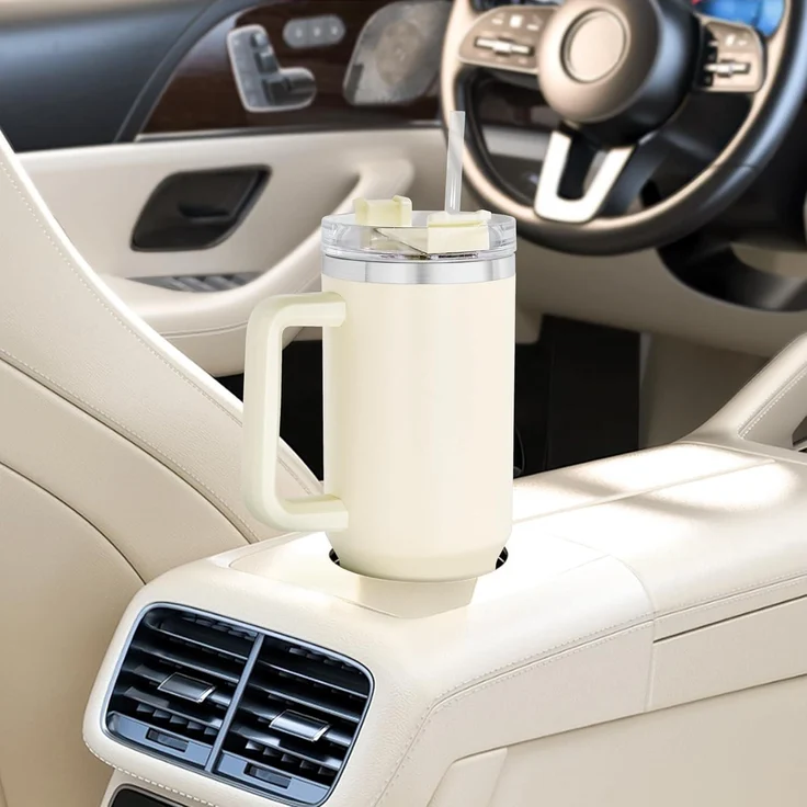 FECBK Thermobecher mit Strohhalm und Henkel 1,2L Vakuumisoliert Kaffeebecher – Bild 6