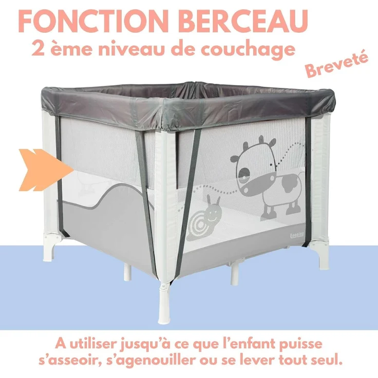 Looping - Faltbarer Laufstall 90x90 cm Black Emotion | mit Erhöhung und verstellbar auf 2 Ebenen, inklusive Transporttasche | für Babys & Kinder bis 15 kg – Bild 5