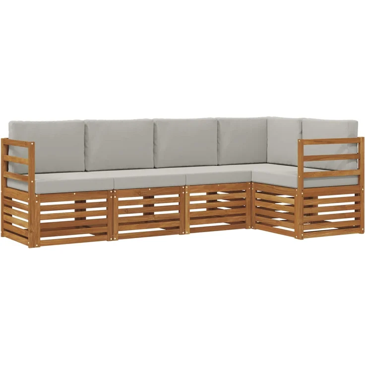vidaXL Outdoor-Sofagarnitur 5 stk. 5-Sitzer Natur und Hellgrau 3374791 – Bild 2