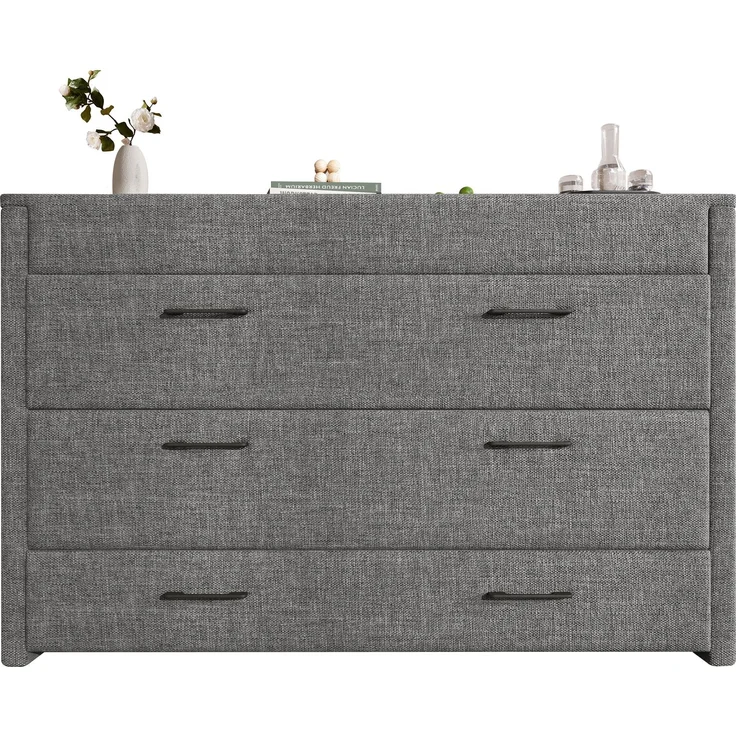 Schrankbett, 140 x 200, Mit einer Schublade,Mobiles Schrankbett mit Ablagefach am Bett, mit USB- und Typ-C-Anschlüssen, Umbaubares Plattformbett, Ohne Matratze,Leinen, Grau--Grau--201.5x150x95.5cm--YOUDENOVA – Bild 7