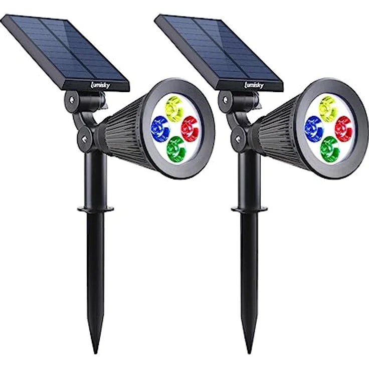 Lumisky 2er Set Solar Strahler 100LM, LED-SOLAR-SPOT 2x Spiky C34 für Gartenbeleuchtung, bis zu 12 Stunden Laufzeit – Bild 1