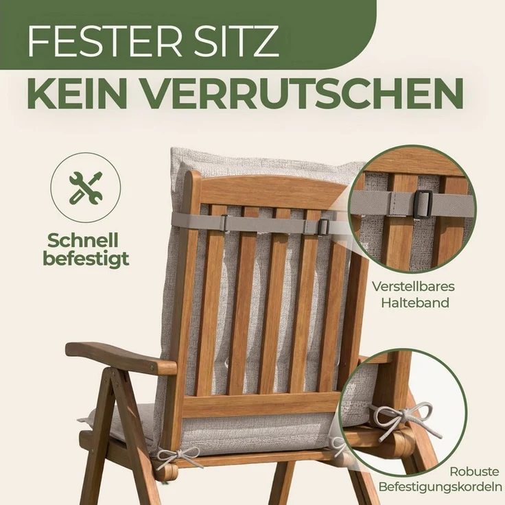 Petsation Hochlehnerauflage Florence Hochlehner Auflage Gartenstuhlauflage mit Schaumstoffpolster, (4 St) – Bild 2