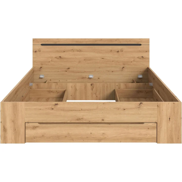 Bett Sova 180x200, Modernes Bett in Eiche-Optik mit Schubladen & Fächern – Bild 4