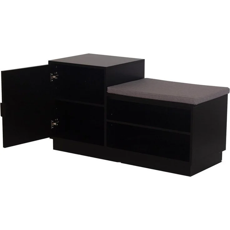 HTI-Living Garderobe Garderobenpaneel mit Spiegel und Schuhbank (Set, 2 St, 1 Garderobenpaneel mit Spiegel, 1 Schuhbank), Set Wandgarderobe und Schuhregal mit Sitzkissen – Bild 2