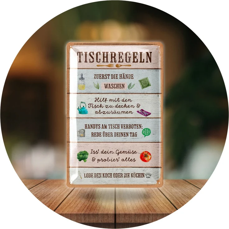 LANOLU Blechschild Tischregeln - 20x30cm – Metall – Mehrfarbig – 20222 – Bild 6
