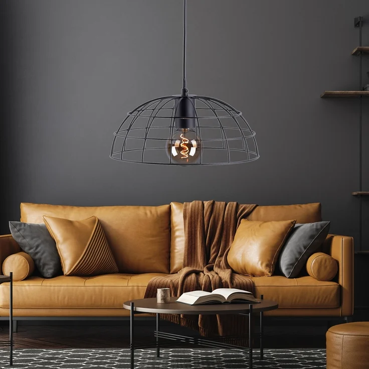 Hängeleuchte, Käfig-Optik, schwarz, 30 cm – Bild 6
