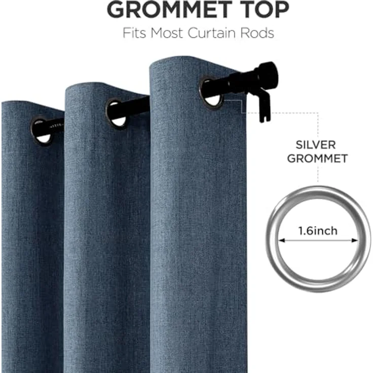 Joydeco Verdunkelungsvorhänge, 183 cm lang, 2 Paneele, Burgrot, Raumverdunkelungsvorhänge für Schlafzimmer, 100% verdunkelnde, strukturierte Thermovorhänge, Sichtschutz, 2 Paneele Set (B 132 x L 183 – Bild 5