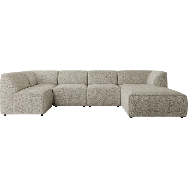 Modulares XXL-Ecksofa MODARO 5M, U-Form, Wohnlandschaft, 5-teilig, freistehend, Wohnzimmer Couch, HR-Schaumstoff - Beige Stukture - Rechts – Bild 9