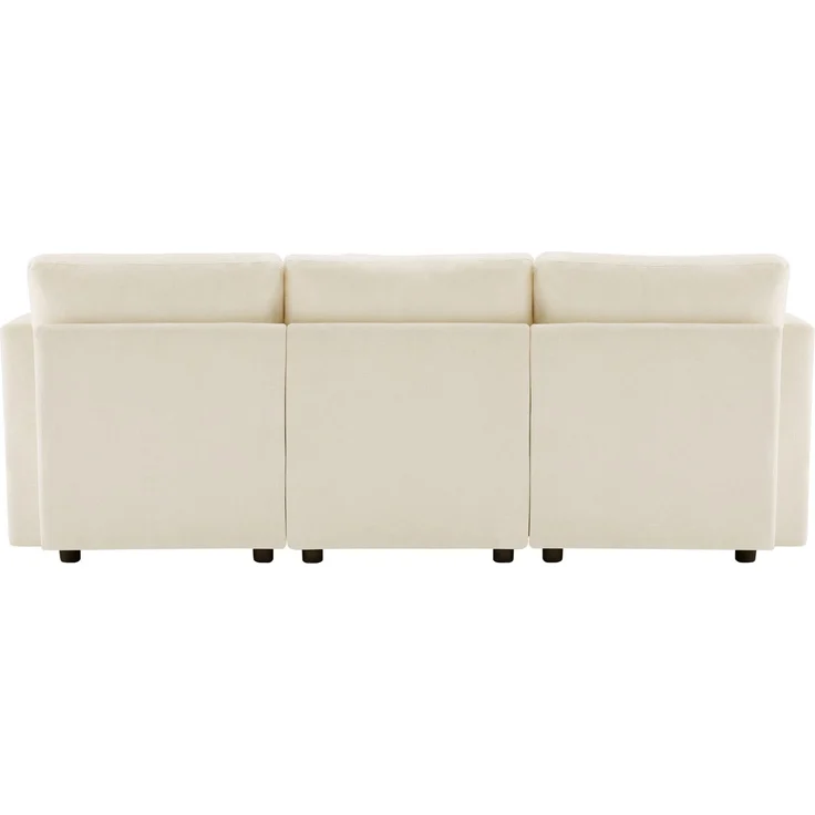 Ecksofa mit Hocker, Zierkissen und Rückenlehnen, L-Form, Armlehnen verstellbar, inkl. Federkern, Polstersofa, Loungesofa, Chenille – Bild 10