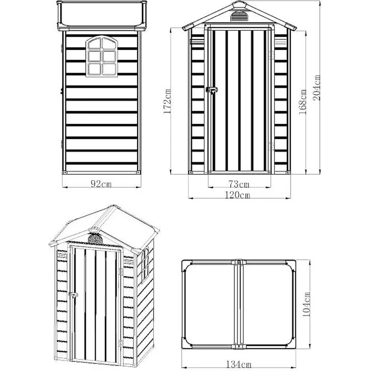 Vente-unique - CESIO Gartenhaus Harz GrauGrau - B 92 cm x H 168 cm x L 120 cm – Bild 8