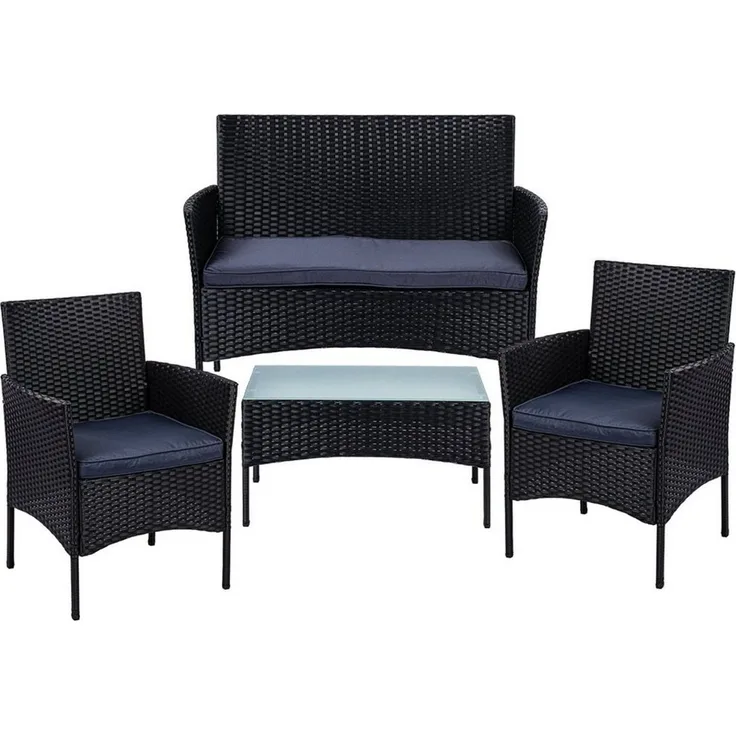 STILISTA® Lounge Set 4tlg. Polyrattan schwarz
