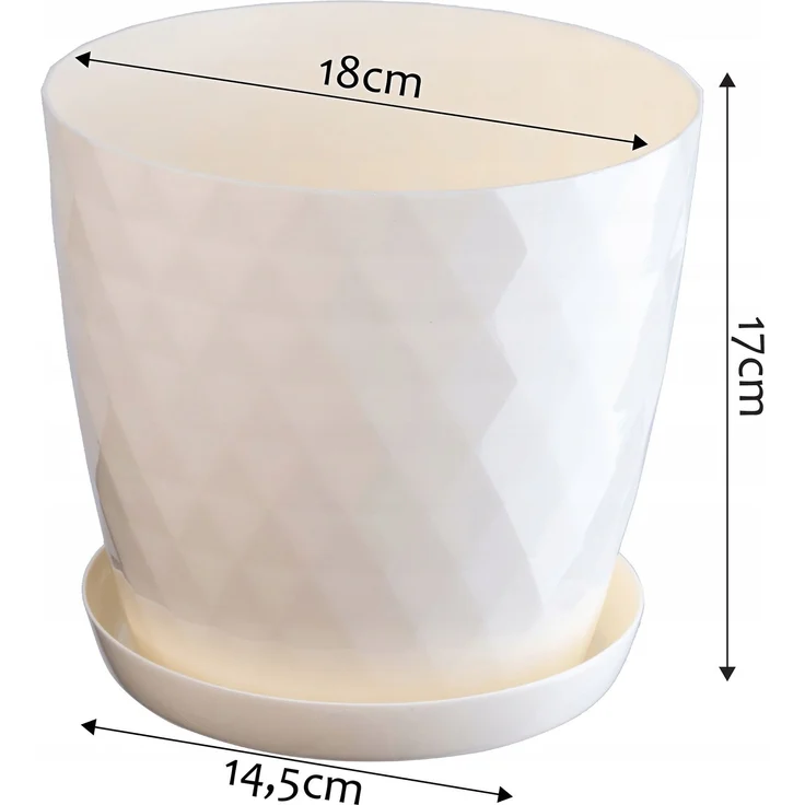 KADAX Kunststoff-Blumentopf mit Ständer, Blumenabdeckung, 18 cm, Creme – Bild 2