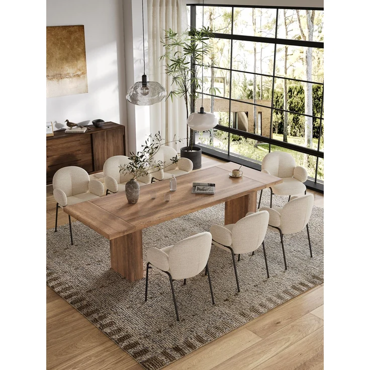 GOEURVANT 1235 Esszimmerstühle 2er-Set mit Armlehnen, Polsterstühle, Webstoff - Beige – Bild 3