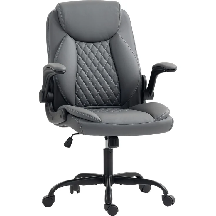 MELAYR, Bürostuhl, Ergonomischer Bürostuhl mit hochklappbaren Armlehnen, Höhenverstellbar, 62 x 28 x 53 cm, Dunkelgrau – Bild 2