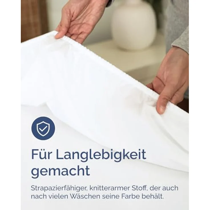 Spannbettlaken 90x200 cm - Für Matratzen bis 30 cm Höhe (12") - Weiche, gebürstete Mikrofaser - Knitterfrei, Schrumpf- und Farbbeständig - Oeko-TEX Zertifiziert - Weiß - Premium Bettlaken – Bild 7