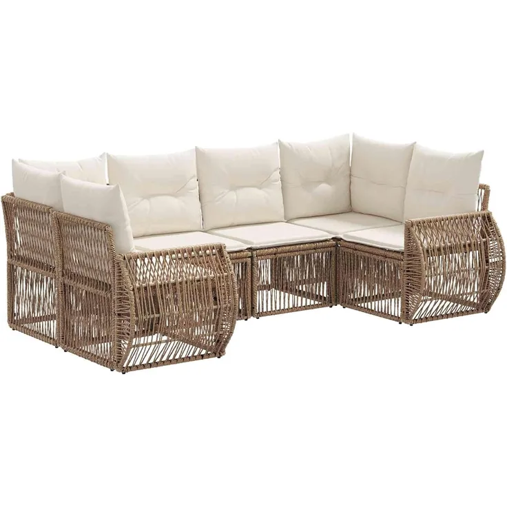 vidaXL Gartensofa-set 6 stk. 6-Sitzer Beige und Cremeweiß Poly-Rattan 3435516