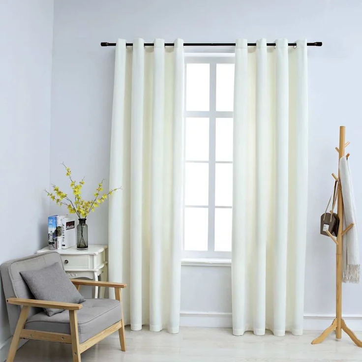 Verdunkelungsvorhänge | für Wohnzimmer & Schlafzimmer mit Ösen 2 Stk. Samt Creme 140x175 cm – Bild 2