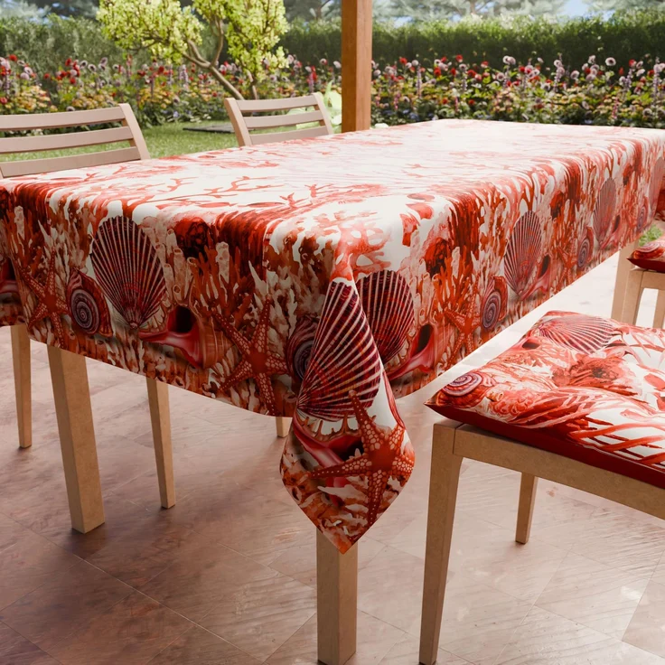 PETTI Artigiani Italiani - Tischdecke, schmutzabweisend, quadratisch, 180x180 cm, Küchentischabdeckung, Design Koralle, Rot X8-Sitzer (180x180 cm), 100% Made in Italy