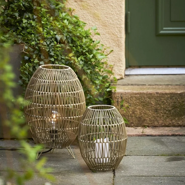 Kleiner Outdoor Lampenschirm ,Linde' in Rattan-Optik, natur, 30cm – Bild 2