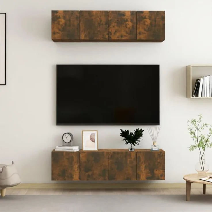 vidaXL TV-Wandschränke 4 Stk. Räuchereiche 60x30x30 cm Holzwerkstoff 3120203