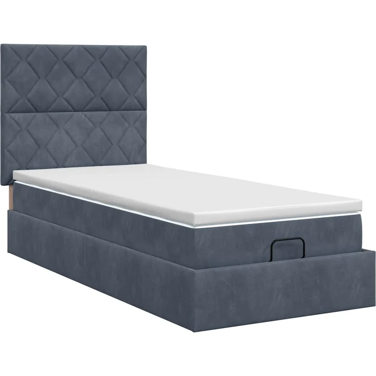 vidaXL Ottoman Bett mit Matratze Dunkelgrau 90 x 190 cm Samt 3457762 – Bild 8