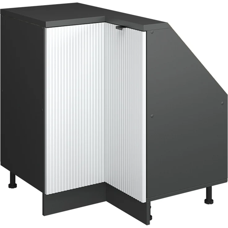 Eck-Küchenschrank für Dachschrägen R-Line Weiß Riffel 75.6 cm mit 1 Tür Vicco – Bild 1