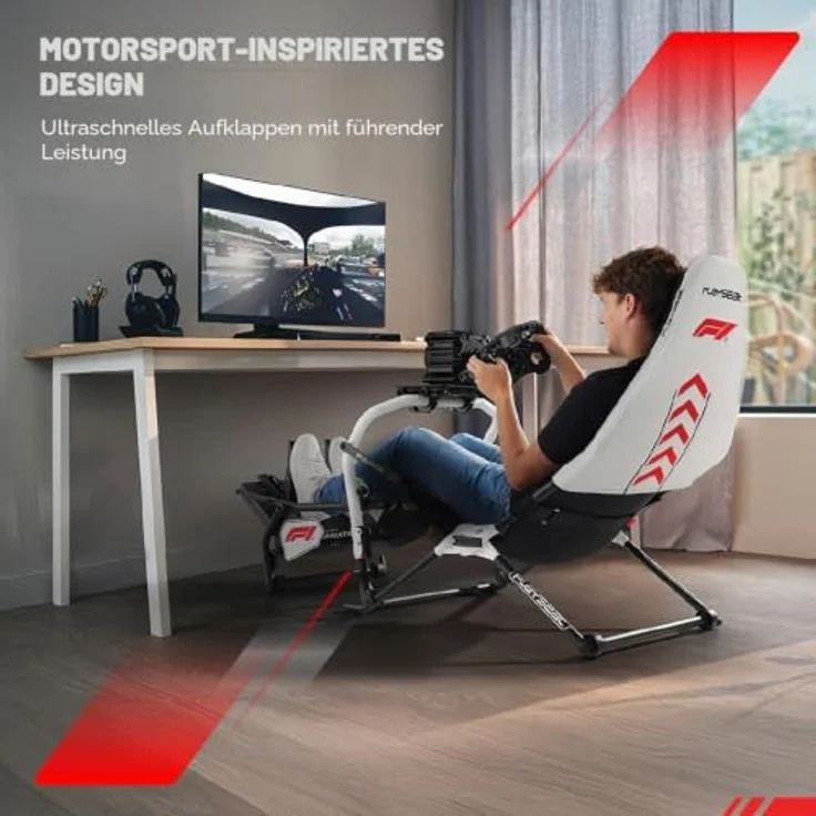 Playseat Challenge DD - F1® Edition Sim-Racing-Cockpit, klappbarer Rahmene aus hochkohlenstoffhaltigem Stahl, ergonomische Körperunterstützung, Schwarz – Bild 7