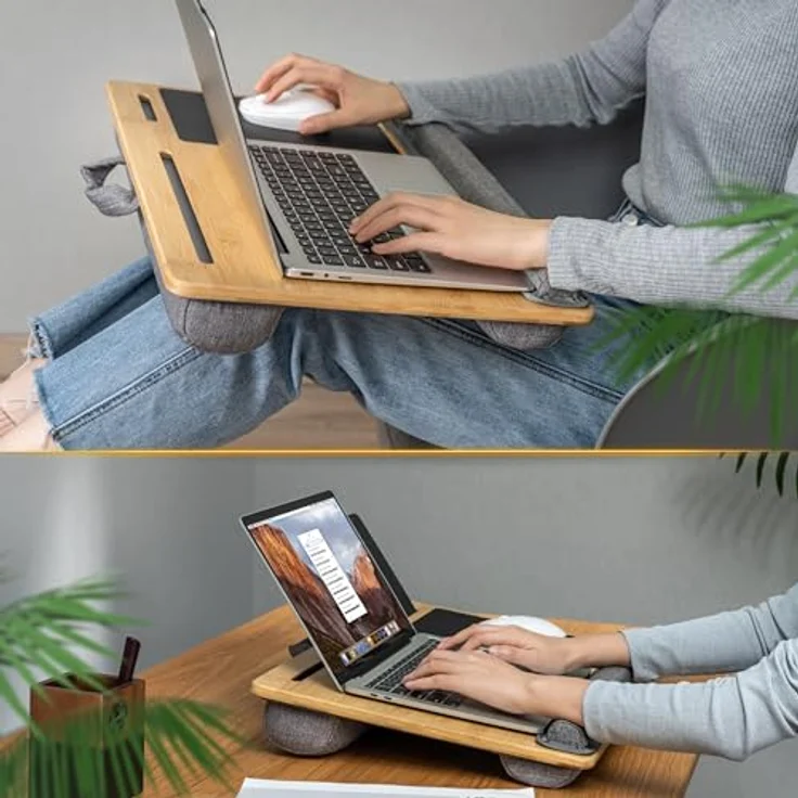 RICOO Laptoptisch LA0035, Laptop-Kissen mit Mauspad Laptop-Ständer Notebook Knietablett Holz – Bild 8