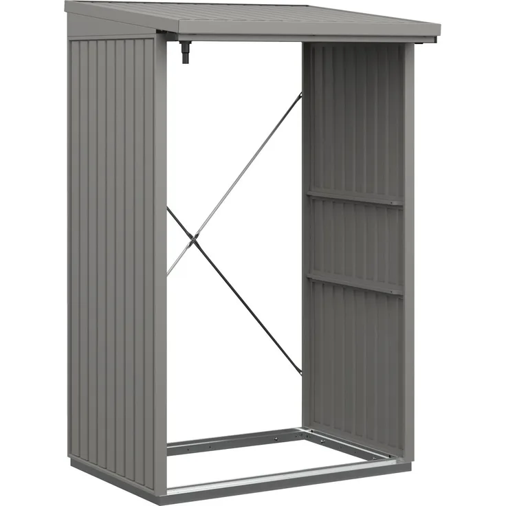 Hörmann Ecostar Metall Kaminholzregal Trend Typ 1, 123 x 103 cm, graualuminium, 123 x 103 x 198 cm (T x B x H)