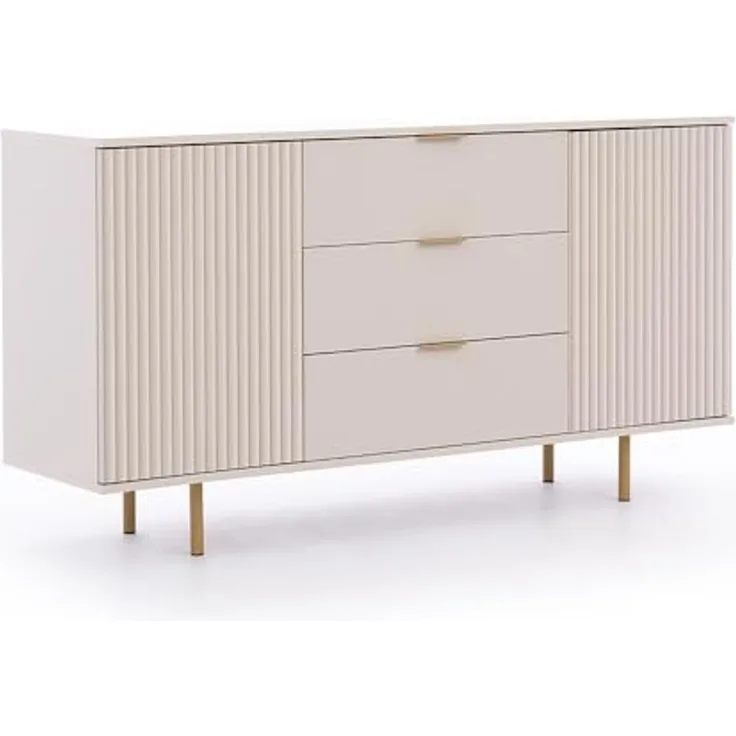 Lomadox Sideboard NADOR-132, 150cm breit, Kaschmir, goldfarbene Metallgriffe und -füße