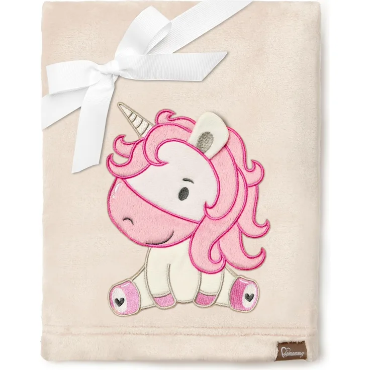 Be Mammy Warme Kuscheldecke Babydecke Blanket Baby Geschenk BE20-168 (Beige - Einhorn)
