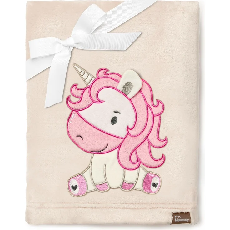 Be Mammy Warme Kuscheldecke Babydecke Blanket Baby Geschenk BE20-168 (Beige - Einhorn)