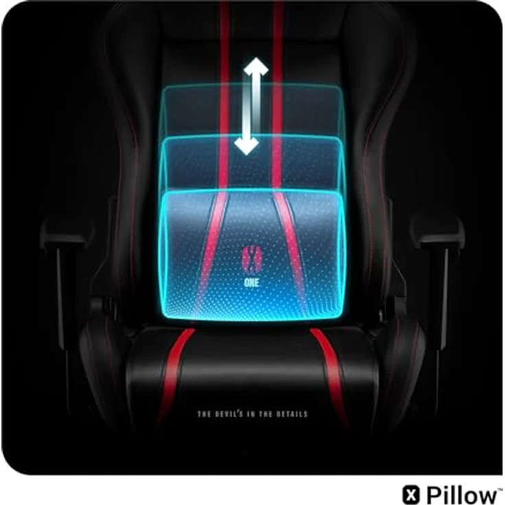 Diablo Chairs Gaming-Stuhl X-One 2.0 Kleiner Drehstuhl Ergonomischer Stuhl Mit Kopfstütze Und Lendenkissen Öko-Leder HDS Tilttech System HR-Schaumfüllung 64 x 33 x 120 cm Schwarz-Rot – Bild 7