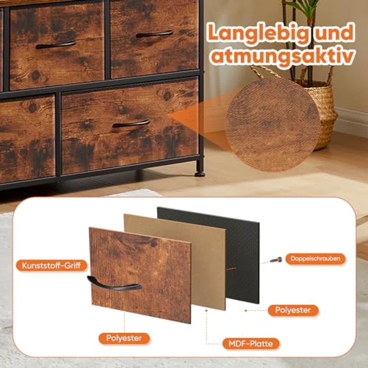 Sweetcrispy Kommode mit Stoffschubladen, Schwarzbraun – Bild 5
