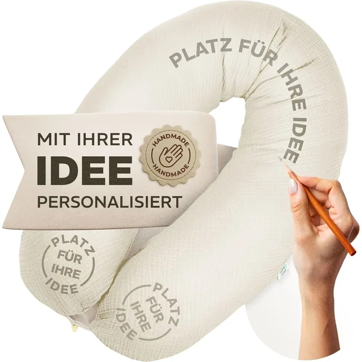 sei Design XXL Stillkissen ergonomisch 190x30 Schwangerschaftskissen Seitenschläferkissen Komfortkissen Erwachsene Baby Kissen mit Bezug 100% Baumwolle