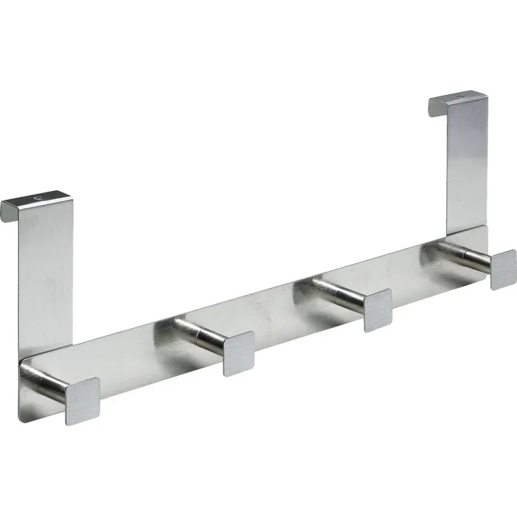 Hettich Türgarderobe 4 Haken 40,0 x 13,5 x 6,0 cm Edelstahl eckig