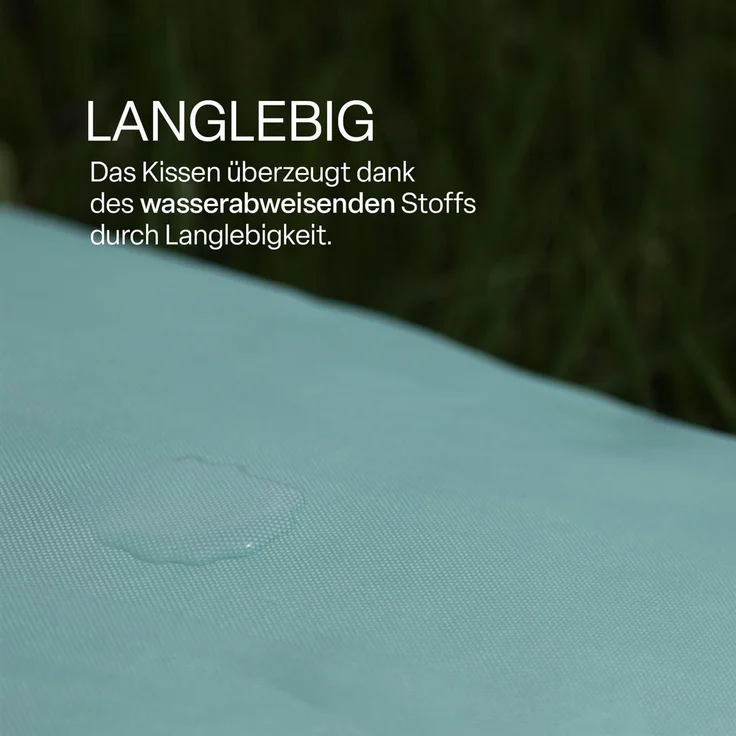 Outdoor Kissen mit Paspel ( 45 x 45 cm ) Dekokissen Garten - Reißverschluss - Schmutz- und Wasserabweisend - abnehmbarer Kissenbezug Mintgrün 2er-Pack – Bild 6
