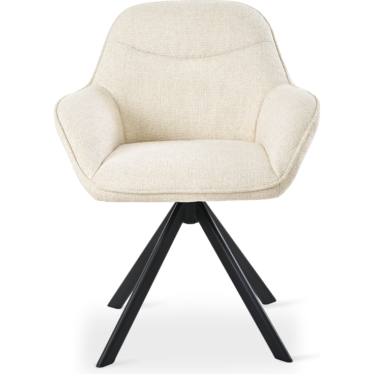 GOEURVANT 1370 Esszimmerstühle 6er-Set mit Armlehnen, 360° Drehbar, Chenille - Creme – Bild 2
