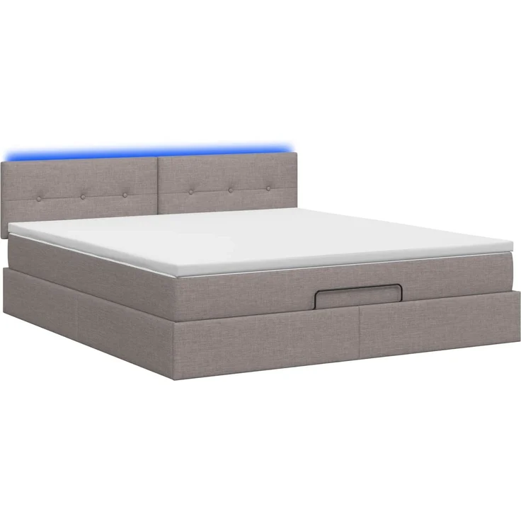 vidaXL Ottoman-Bett mit Matratze und LED Taupe 140 x 200 cm Stoff 3456916 – Bild 9