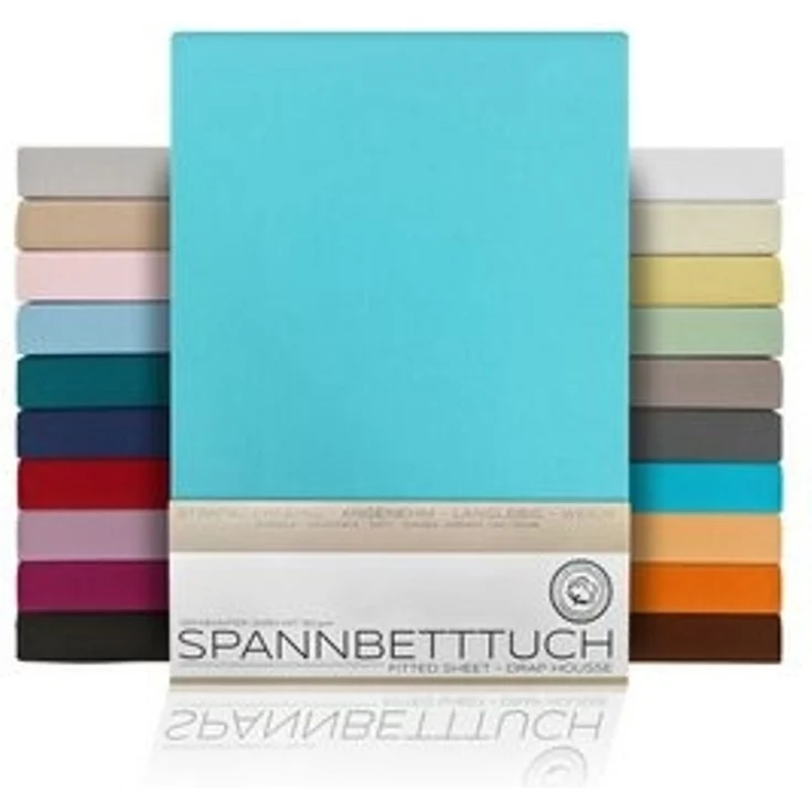 Beautex Spannbettlaken, Gummizug: rundum, (1 Stück), gekämmte Baumwolle Premium Jersey, 160g/m², Türkis, Standard - 90 x 200 x 30 cm – Bild 6