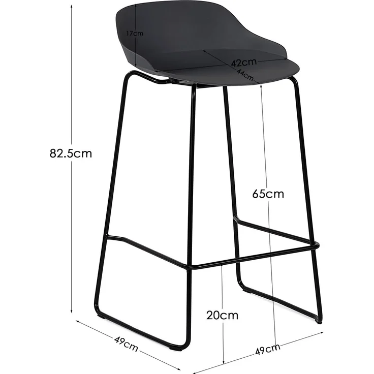 Julian Bowen 2er-Set Rocco-Hocker, Dunkelgrau, Polypropylen, 83 x 48 x 49 cm – Bild 2