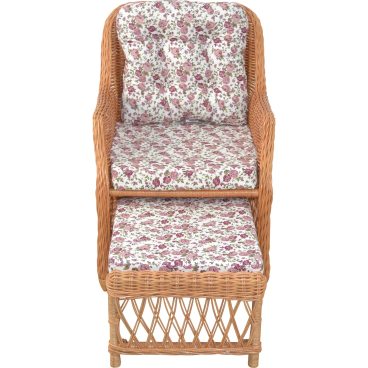 Rattansessel, Relaxsessel mit ausziehbarem Fußteil, handgeflochten, honigfarben – Bild 4