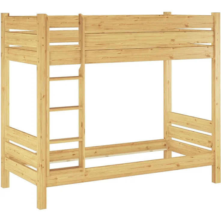 Erst-Holz Etagenbett mit waagrechten Balken, Kiefer, Natur 90x220 Bett