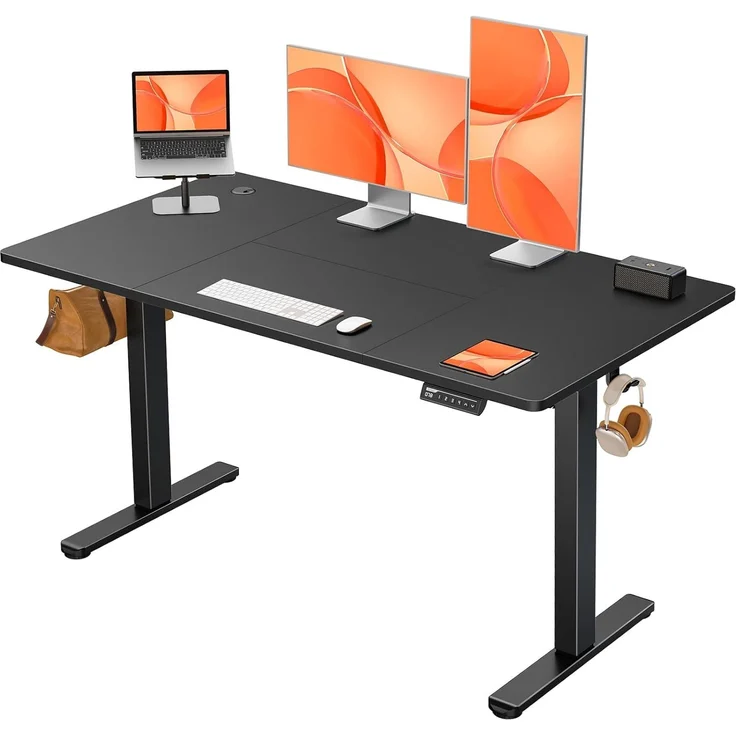 ErGear Elektrisch Höhenverstellbarer Schreibtisch 140x70 cm, Schreibtisch Höhenverstellbar mit 4 Memory-Funktion, Gaming Tisch mit Vierteilige Tischplatte – Bild 1