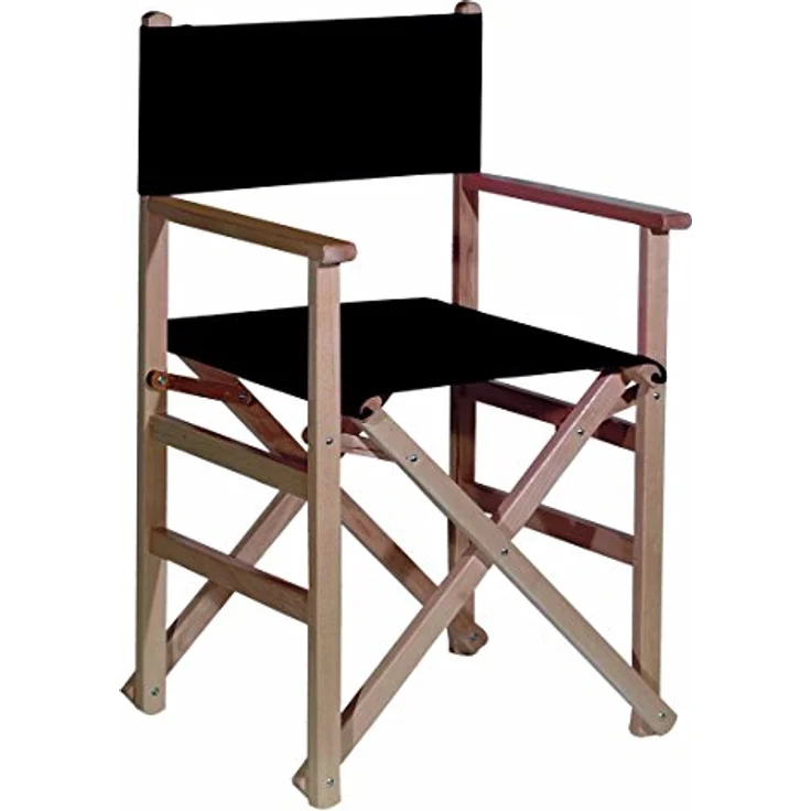 Mueblear 1001 Regie-Stuhl, mit Leinwand und unlackiertem Holz 51,5 x 46 x 86 cm Schwarz – Bild 2