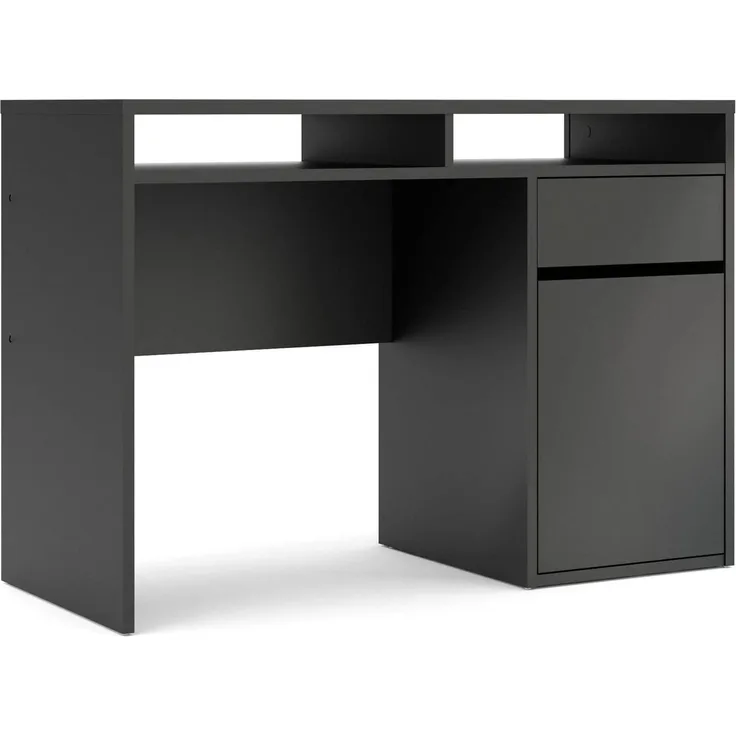 Tvilum Linearer Schreibtisch mit einer Tür und einer Schublade, Farbe schwarz, 110,2 x 77,4 x 48,2 cm