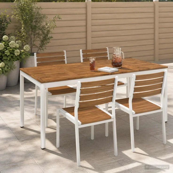 vidaXL Gartentisch NAARDEN Natur und Weiß 180 x 88,5 x 75 cm 901326 – Bild 1